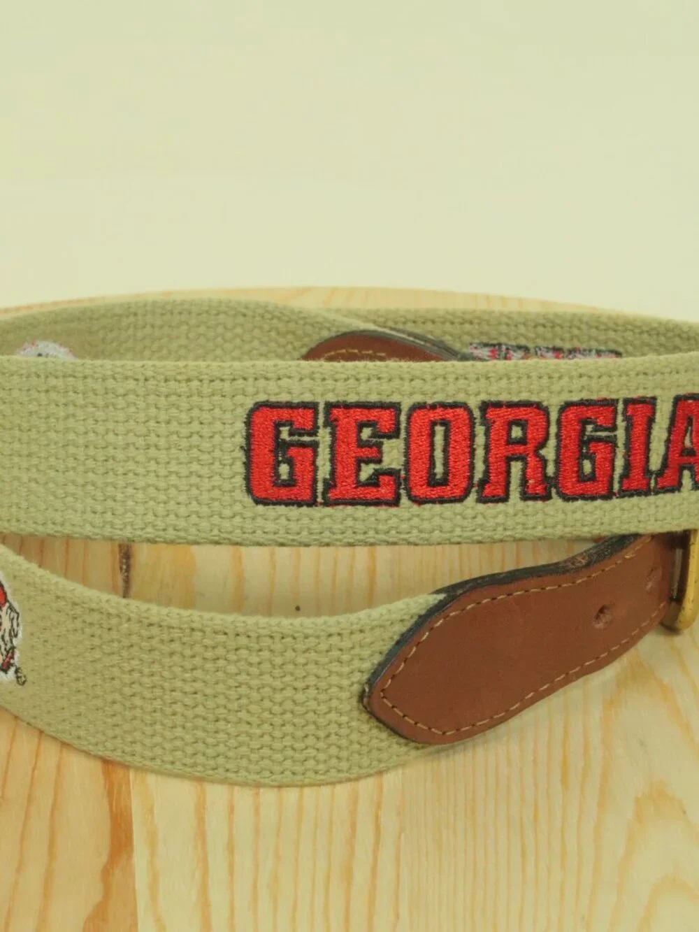 Eagle Belts Georgia Bulldogs Canvas Leather Tip Surcingle Belt Mens 36 Brown